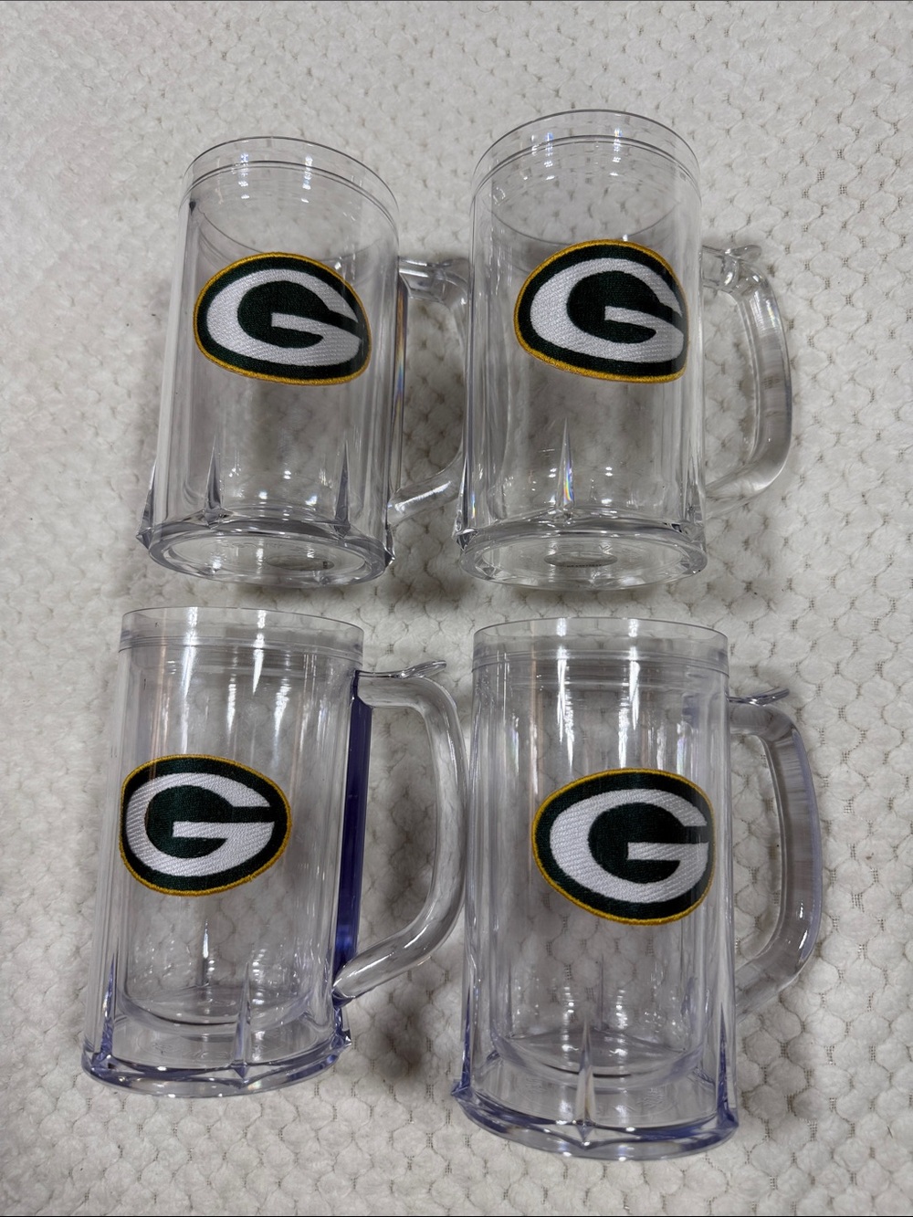 Tervis Tumbler Green Bay G Logo Clear Acrylic Beer Mugs - Set of 4